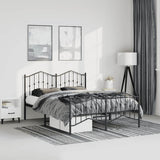 Metal Bed Frame without Mattress with Footboard Black 150x200cm 373809