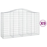 Arched Gabion Baskets 9 pcs 200x50x120/140 cm Galvanised Iron 3145668