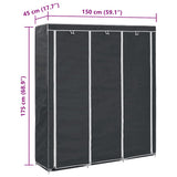 Wardrobe with Compartments and Rods Black 150x45x175 cm Fabric 282453