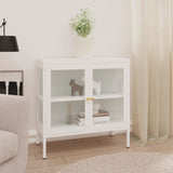 Sideboard White 70x35x70 cm Steel and Glass 336065