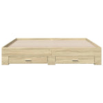 ZNTS Bed Frame with Drawers without Mattress Sonoma Oak 200x200 cm 3280358