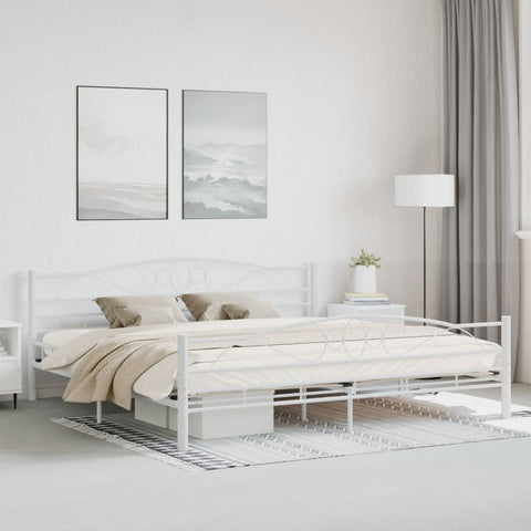 ZNTS 285306 Bed Frame White Metal 200x200 cm