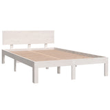 Bed Frame White Solid pine wood, plywood slats 120x200 cm Tough 810491