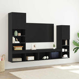 TV Cabinet 4 pcs Black oak Engineered wood 3334391