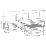 Sofa Set 4 pcs Natural Solid Acacia Wood 3417303