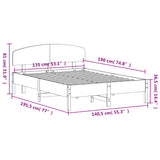 Bed Frame without Mattress Wax Brown 135x190 cm Double Solid Wood Pine 3207232