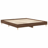 Bed Frame Brown Oak Engineered Wood, Solid Eucalyptus Wood Double 3328705