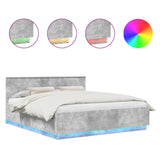 Bed Frame Concrete Grey 200 x 200 cm Engineered Wood 3408043