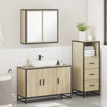 ZNTS 3 Piece Bathroom Furniture Set Sonoma Oak Engineered Wood 3301011