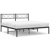 Metal Bed Frame without Mattress with Headboard Black 160x200cm 372280
