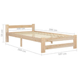 Bed Frame Natural Wood Solid Pine Wood, Plywood Single Tough 321992