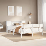 ZNTS Bookcase Bed without Mattress White 150x200 cm King Size Solid Wood Pine 3321777