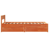 Bed Frame without Mattress Wax Brown 75x190 cm Small Single Solid Wood Pine 3301775