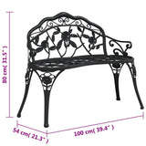 Garden Bench 100 cm Cast Aluminium Black 317740
