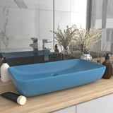 Luxury Basin Rectangular Matt Light Blue 71x38 cm Ceramic 146956