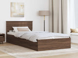 Bed Frame with Headboard Brown Oak 75 x 190 cm Engineered Wood 3408724