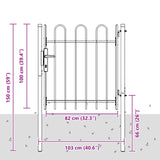 Fence Gate BOXTEL 103 x 150 cm Powder-Coated Steel Grey 42008867