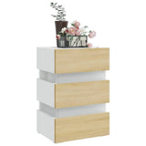 ZNTS LED Bedside Cabinet White and Sonoma Oak 45x35x67 cm Engineered Wood 326845