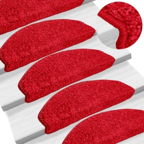 Stair Mats 10 pcs 65x21x4 cm Red Half Round Large 149813