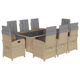 9 Piece Garden Dining Set with Cushions Beige Poly Rattan 3212497