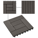 11 pcs Decking Tiles WPC 30x30 cm 1 sqm Dark Brown 45028