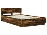 Bed Frame Smoked Oak 135 x 190 cm Engineered Wood 3408177