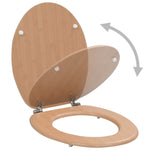 ZNTS WC Toilet Seats 2 pcs with Lids MDF Bamboo Design 276995