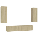 4 Piece TV Cabinet Set Sonoma Oak Engineered Wood 3078959