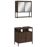 2 Piece Bathroom Furniture Set Brown Oak Engineered Wood 3214659