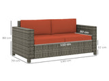 Rattan Sofa, 2 Seater Garden Furniture with Soft Padded Cushion and Armrests, Wicker Garden Loveseat T3398P323886
