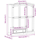 Wardrobe "Corona" 151,5x52x186 cm Solid Wood Pine 4012160