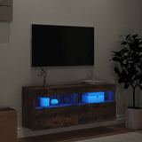 TV Wall Cabinet with LED Lights Smoked Oak 100x30x40 cm 837215