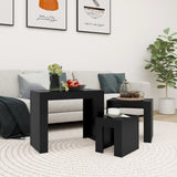 ZNTS Nesting Coffee Tables 3 pcs Black Engineered Wood 808541