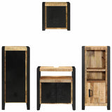 Bathroom Furniture Set 4 pcs Brown and Black Solid Mango Wood 3305644