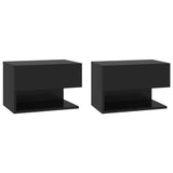 Wall-mounted Bedside Cabinets 2 pcs Black 810956