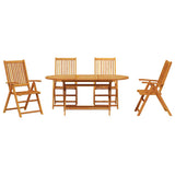 Garden Dining Set Folding 5 pcs Brown Solid Acacia Wood 3375726