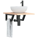 Basin Shelf Wall Mounted Steel and Solid Wood Oak 3302539