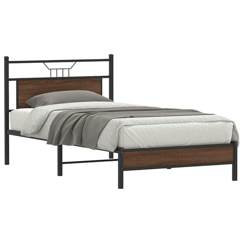 Bed Frame without Mattress Brown Oak 107x203 cm Engineered Wood 4106994