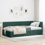 Corner Bed Frame with Headboard Dark green 100 x 200 cm Velvet 42016319
