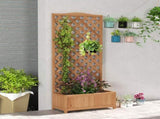 53L Garden Wooden Planter Box with Trellis Free Standing Flower Raised Bed with Lattice for Climbing T3398P313618
