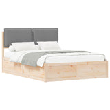 Bed Frame with Upholstered Headboard Light Grey 140 x 190 cm 3398129