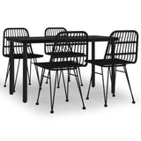 5 Piece Garden Dining Set Black Poly Rattan 3157896