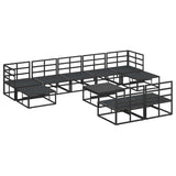 Garden Sofa Set with Cushion 10 pcs Black Aluminium 3378909