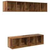 TV Cabinet Set Wall-mounted 4 pcs Old Wood Engineered Wood 3393420