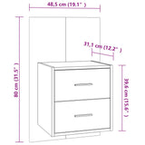 810990 Wall-mounted Bedside Cabinets 2 pcs White