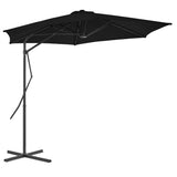 Garden Parasol Black Polyester, Powder-Coated Steel Large 312520