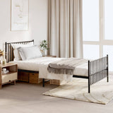 Metal Bed Frame without Mattress with Footboard Black 107x203cm 350878