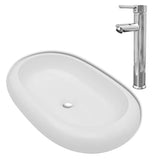 Bathroom Basin with Mixer Tap Ceramic Oval White 275496