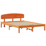 Bed Frame with Headboard Wax Brown 150 x 200 cm Solid Pine Wood 872061