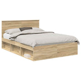 Bed Frame with Headboard Sonoma 140 x 190 cm Solid Pine Wood 3410602